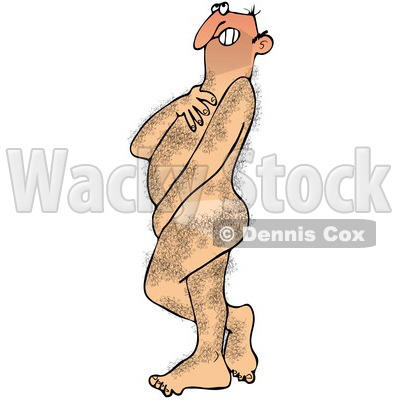 400px x 400px - Royalty-Free Clip Art Illustration of a Hairy Nude Shy Man Covering Himself  Up With His