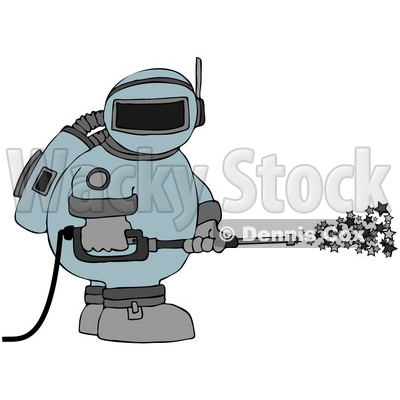 Clipart Illustration of an Astronaut In A Space Suit, Operating A Power 