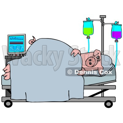 sick in hospital clipart