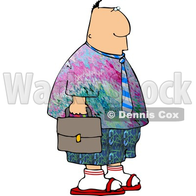 Workplace Clothing on Wearing Colorful Hippie Clothing To His Work On Casual Friday Clipart