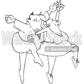 Royalty-Free Vector Clip Art Illustration of a Black And White Dancing