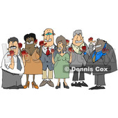 Cartoon of Anti Syrian War Activist People with Blood on Their Hands and Tape over Their Mouths - Royalty Free Clipart Illustration © djart #1210209