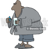 Clipart of a Cartoon Sick Black Man Taking a Pill - Royalty Free Vector Illustration © djart #1511702