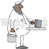 Clipart of a Cartoon Black Male Painter - Royalty Free Vector Illustration © djart #1607403