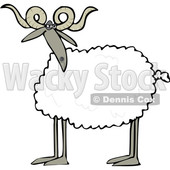 Clipart of a Cartoon Sheep with Curly Horns - Royalty Free Vector Illustration © djart #1617068