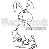 Cartoon Black and White Easter Bunny Wearing a Covid19 Mask © djart #1705739