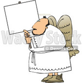 Male Angel with Wings and Halo Holding a Blank Sign Clipart © djart #4119
