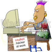 Computer Hacker at Work Clipart Picture © djart #6028