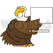 Royalty-Free (RF) Clipart Illustration of a Bald Eagle Holding Up A Blank White Sign © djart #67132
