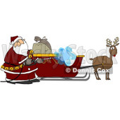 Royalty-Free (RF) Clipart Illustration of Santa Pressure Washing His Sleigh For Christmas Eve © djart #77673