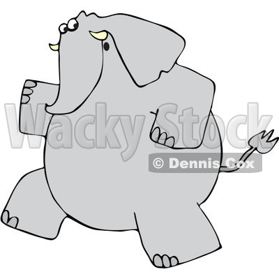 Clipart Gray Elephant Running Upright - Royalty Free Vector ...