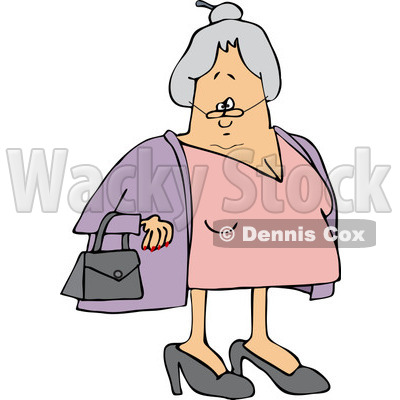 Clipart of a Caucasian Senior Lady with Her Hair in a Bun - Royalty ...
