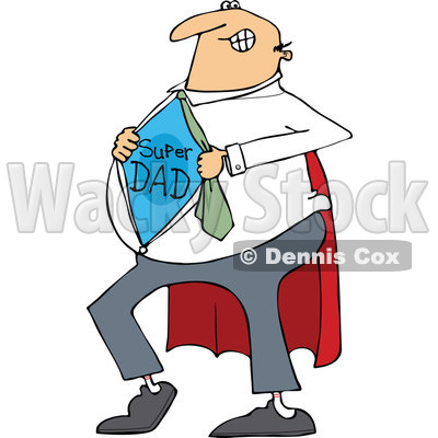 Clipart of a Cartoon Chubby White Dad Showing His Super Hero Shirt ...