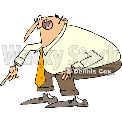 Clipart of a Cartoon Angry White Business Man Yelling and Pointing at ...