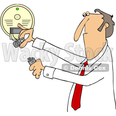 Clipart of a Cartoon Caucasian Business Man Installing a New Battery in ...