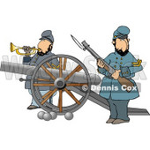 Armed Union Soldier Standing Beside His Horse Clipart Illustration ...
